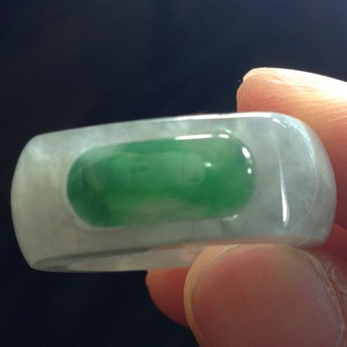 【森茂珠寶】緬甸天然翡翠A貨 冰種鑲綠翠吉祥如意戒指 C713