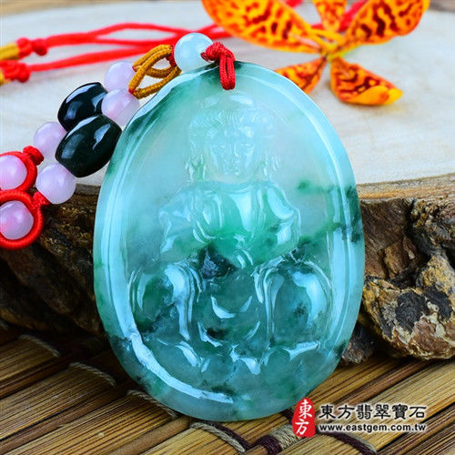 【東方翡翠寶石】坐蓮觀世音菩薩A貨天然緬甸玉花件吊墜(冰糯種，飄花)GY078