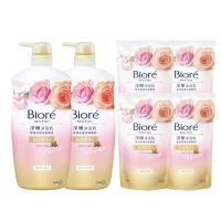 Biore 蜜妮淨嫩沐浴乳 寵愛潤澤型 千葉玫瑰香1000ml(2入)+補充包700ml(4入)