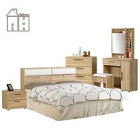 【AT HOME】凱文超值雙人臥室五件組(床底+床頭箱+床頭櫃+三斗櫃+化妝桌椅)