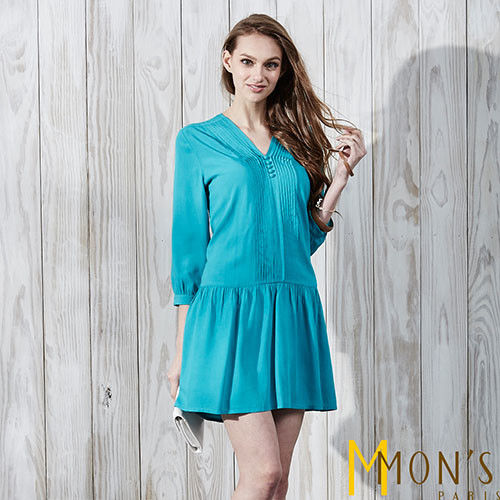 MONS時尚簡約壓折純棉洋裝