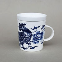 【青花皇后楊莉莉】生肖杯-雞(富貴大吉)
