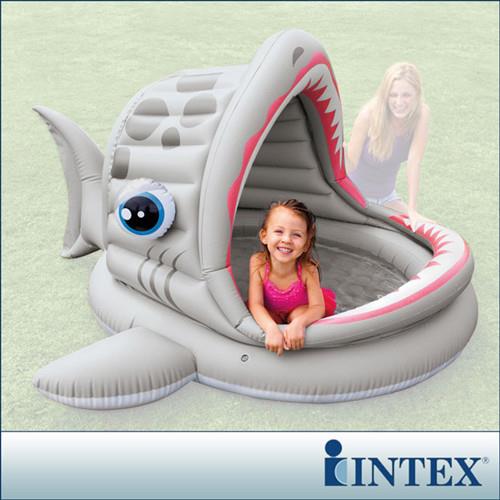 【INTEX】BABY鯊魚游泳池/遮陽戲水池(201*198cm)(121L) (57120)-行動