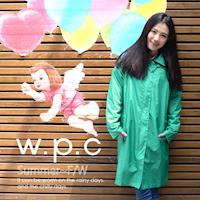 w.p.c率性修身款時尚雨衣/風衣(R1039)-湖綠