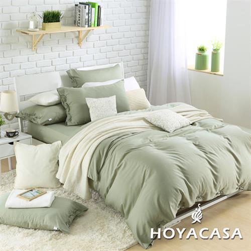 HOYACASA氧氣森活 加大四件式森麻被套床包組-紳士綠