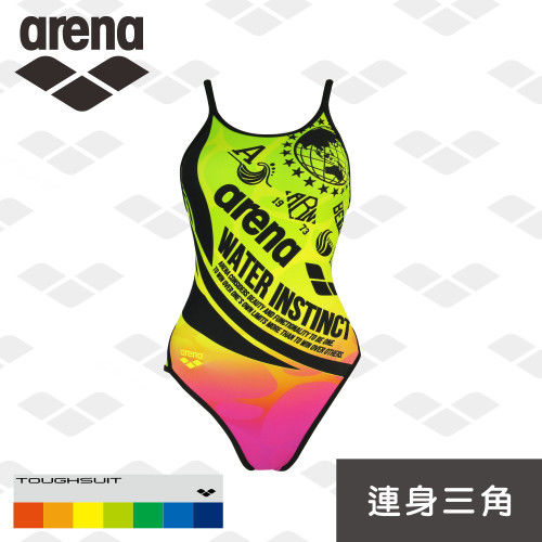 【限量】arena 今夏新款 抗氯 耐鹽素 抗老化 日本進口 女用連身三角泳衣 ToughSuit 彩虹標 訓練款 S6108WV