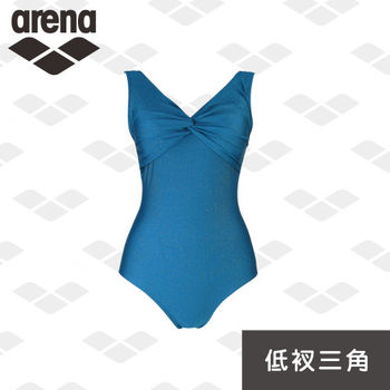 【arena】日本製 女用 連身三角 金蔥面料 健身休閒款 泳衣(LAR2227W)