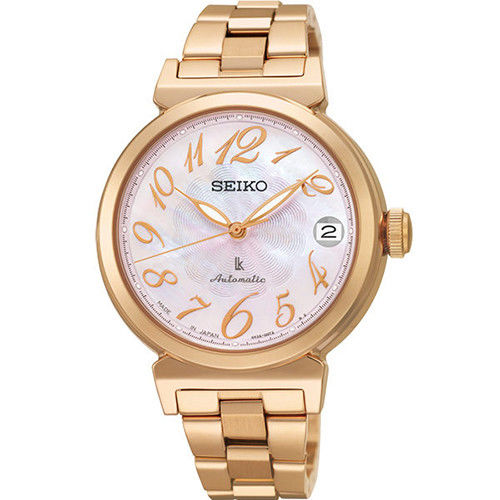 SEIKO LUKIA 高貴玫瑰金珍珠貝時尚女用機械腕錶 林依晨代言款 /33mm/4R35-00J0P(SRP870J1)