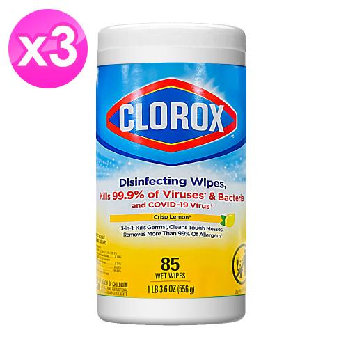 美國 CLOROX 清潔制菌濕紙巾-檸檬香(78抽x3入)