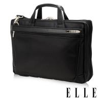 【ELLE HOMME】紳士皮革公事包14吋筆電置物層 側背手提兩用設計(黑EL74164A-02)