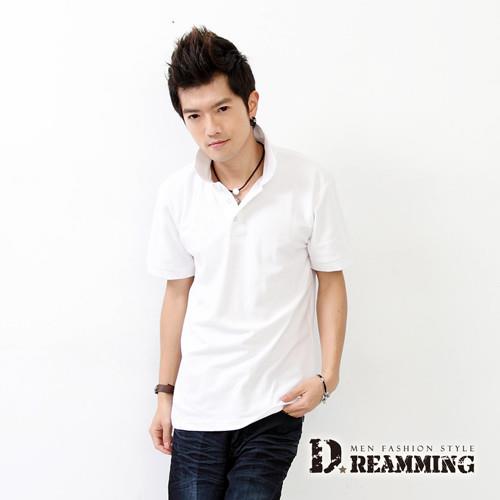 【Dreamming】美式素面網眼短袖POLO衫(共二色)-行動