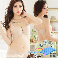 【伊黛爾】夏日涼感冰礦咖啡紗機能性爆乳內衣套組 B-D罩(親粉膚)