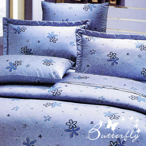 BUTTERFLY(漫步花雨-藍)單人枕套床包兩件組