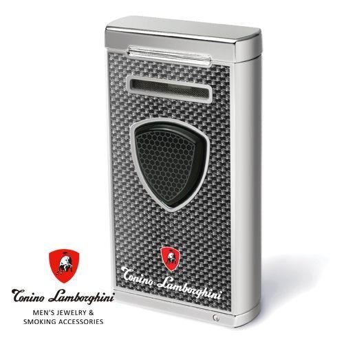 義大利 藍寶堅尼精品 - 附雪茄圓剪PERGUSA LIGHTER 打火機(黑色碳纖維) ★ Tonino Lamborghini 原廠進口 ★