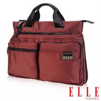 【ELLE HOMME】時尚公事包搭配皮革IPAD/13吋筆電置物層側背手提款(酒紅EL82303A-80)