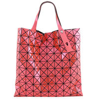 【ISSEY MIYAKE 三宅一生】BAOBAO鏡面方格10x10手提包(橘紅)