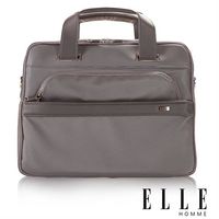 【ELLE HOMME】經典優雅筆電手提 側背兩用機能性公事包(灰 EL84256-09)