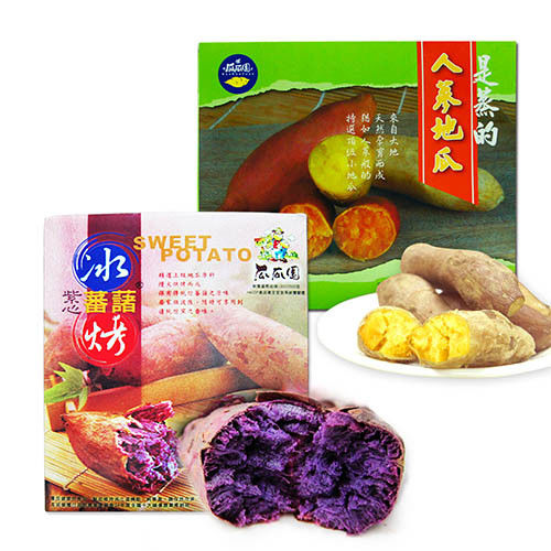 瓜瓜園 人蔘地瓜(600g) x2+ 冰烤紫心蕃藷(1kg)x2,共4盒  