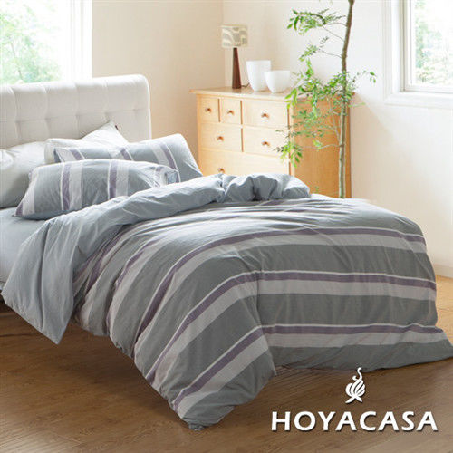 HOYACASA休閒生活  水洗棉加大四件式被套床包組