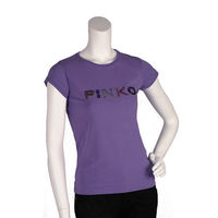 PINKO 經典亮片水鑽繡縫LOGO短袖T shirt (丁香紫_S)