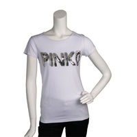 PINKO 經典亮片繡縫LOGO短袖T shirt (白色_S)