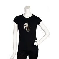 PINKO 俏皮串珠水鑽繡縫可愛小象造型短袖T shirt (黑色_M)