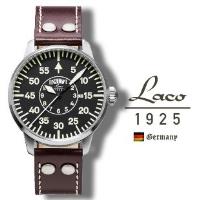 【Laco朗坤】861806德國工藝LACO 1925 FLIEGER Zurich 飛行員軍事風格腕錶 皮帶 黑/咖啡 石英錶