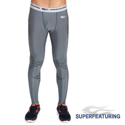 SUPERFEATURING 專業跑步 三鐵 Training運動壓縮緊身褲 灰色S-XL