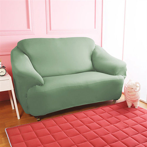 【HomeBeauty】涼感防蚊日本大和彈性沙發罩-2人座(含羞綠)