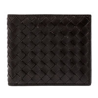 BOTTEGA VENETA 經典編織小羊皮中性短夾(咖啡色)