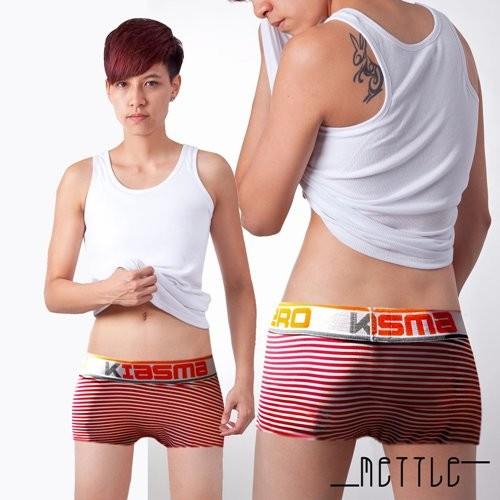 【METTLE】中性低腰條紋平口內褲(紅)