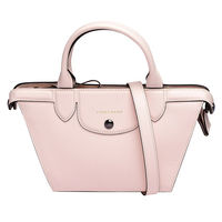 LONGCHAMP LE PLIAGE Heritage系列牛皮手提斜背微笑包(小-淡粉紅)