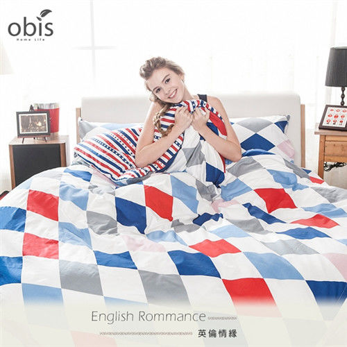 【obis】100%純棉雙人特大6*7尺床包兩用被組-英倫情緣