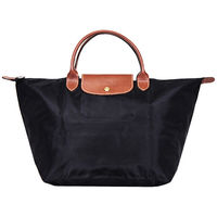 LONGCHAMP Le Pliage 短把摺疊水餃包(中/黑)