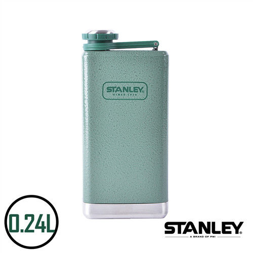 【美國Stanley】不鏽鋼保溫瓶／SS Flask經典酒壺 0.24L(錘紋綠)