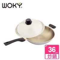 【WOKY沃廚】玫瑰金36CM炒鍋(送OK智慧感溫鍋鏟)