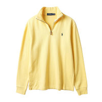 Ralph Lauren 男款素面小馬標拉鍊立領針織上衣-黃(S-XL)