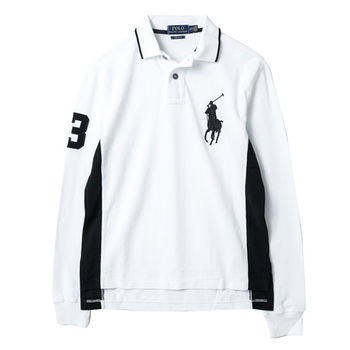 Ralph Lauren 男款大馬標長袖POLO衫修身版-白(S-XL)