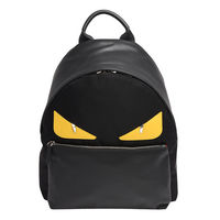 FENDI 經典MONSTER怪獸造型小牛皮尼龍後背包(黑)