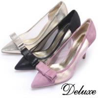 【Deluxe】韓風淑女尖頭高跟包鞋(金.粉紫.黑)-6946-3