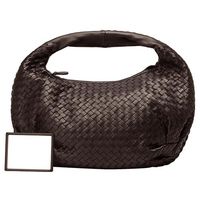 BOTTEGA VENETA 經典小羊皮編織彎月包(中-咖啡-展示品)