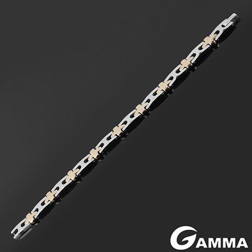 【GAMMA】金黃十字鎢鋼磁石手鍊(JE-01)