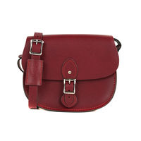 【The Leather Satchel Co.】英國原裝手工牛皮馬鞍包 肩背 側背手拿包 (葡萄紅)