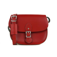 【The Leather Satchel Co.】英國原裝手工牛皮馬鞍包 肩背 側背手拿包 (心機紅)