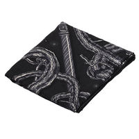 HERMES Caducée Rock系列皇冠與皮帶圖案喀什米爾混紡方巾/絲巾(黑)