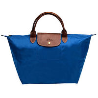 LONGCHAMP 經典 Le Pliage系列摺疊短把尼龍水餃包(中-藍色)