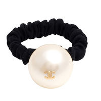 CHANEL 香奈兒經典雙C LOGO大珍珠造型髮束(金)