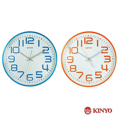 【KINYO】13吋馬卡龍大數字靜音掃描掛鐘(CL-146)
