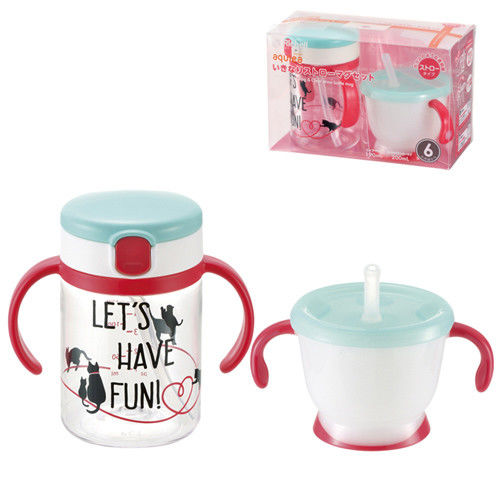 【BabyTiger虎兒寶】Richell 第三代 LC 吸管杯組合-貓物語 (吸管訓練杯150 ML+戶外吸管水杯 200 ML) 