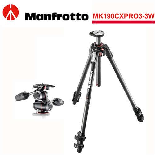 Manfrotto MK190CXPRO3-3W 新190系列碳纖維三節腳架三向雲台套組